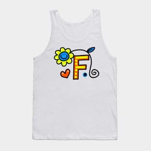 Letter F abc monogram hand drawn colorful alphabet Tank Top